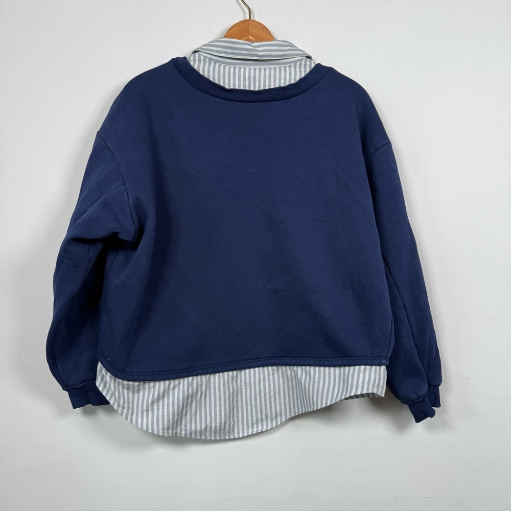 Maeve Layered Oversized Twofer Cotton Blend Sweatshirt, Size M - Picture 7 of 14